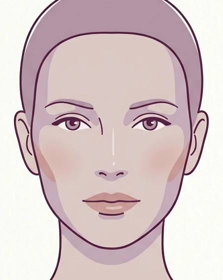 Ilustração de um rosto feminino com os sete pontos do método marcados